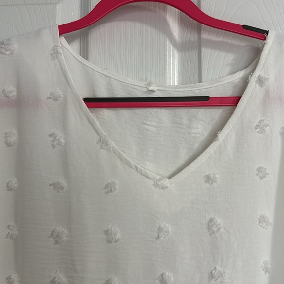 Pom Pom V-neck Puff Sleeve Blouse - Picture 3 of 5